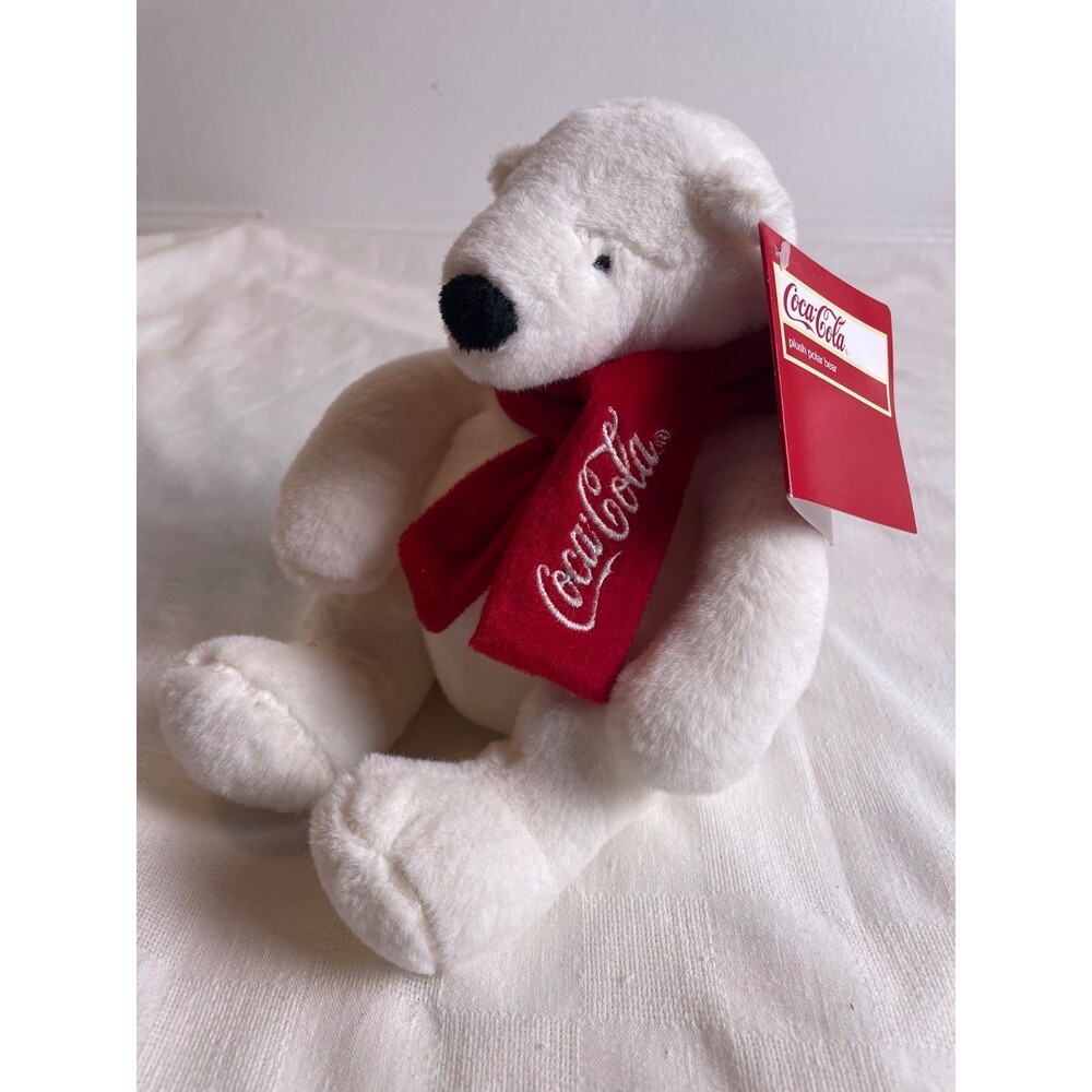 NWT Coca-Cola Plush Polar Bear Stuffed Soft Red Scarf 2013 Christmas Winter Gift